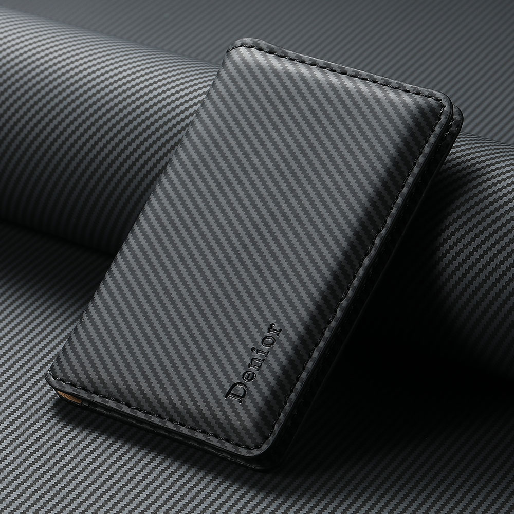 Cartera tarjetero soporte magnético para iPhone 16 15 14 13 12 Pro Max S25 S24 Ultra cuero textura de fibra de carbono bolsillo para Magsafe