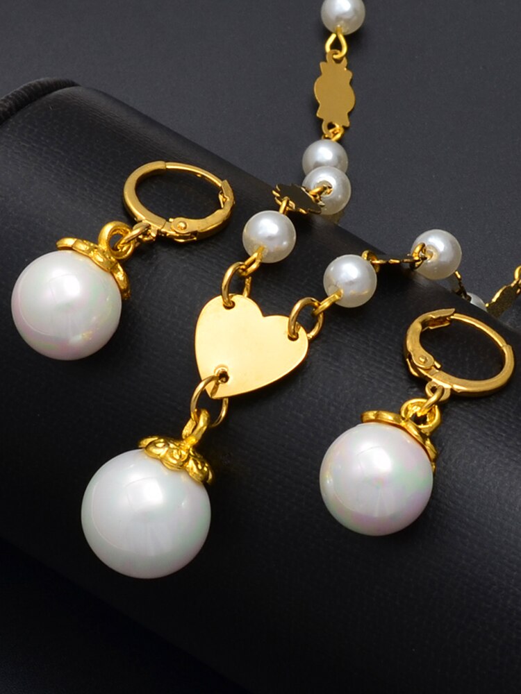 Anniyo Ball Pearl Beads Pendant Necklaces Earrings for Women Girls Chuuk Micronesia Jewelry Sets Hawaiian Guam #225506