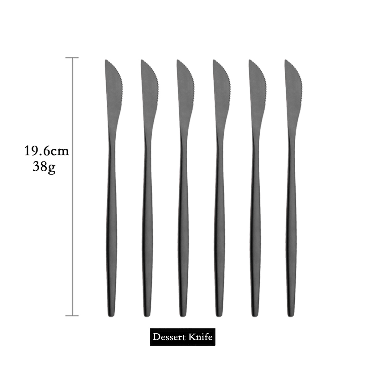 Juego de cubiertos de acero inoxidable para cocina, cubertería negra mate de 6 piezas, cuchara de hielo, tenedor, cuchillo de postre: Verde