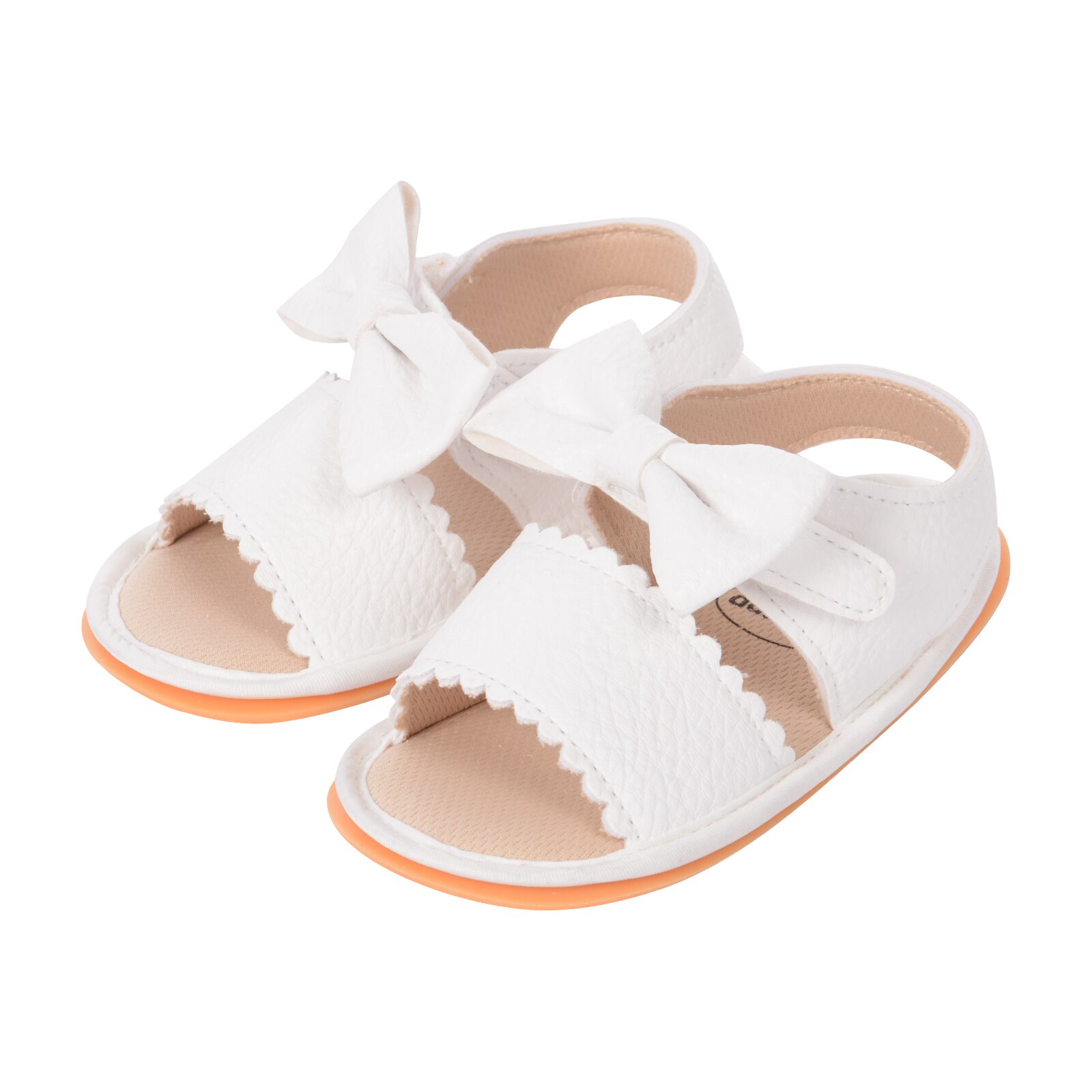 Sandalias para bebé y niña, zapatos para caminar con lazo de Color sólido, calzado para bebé de 0 a 18 meses: Blanco / 7-12 meses
