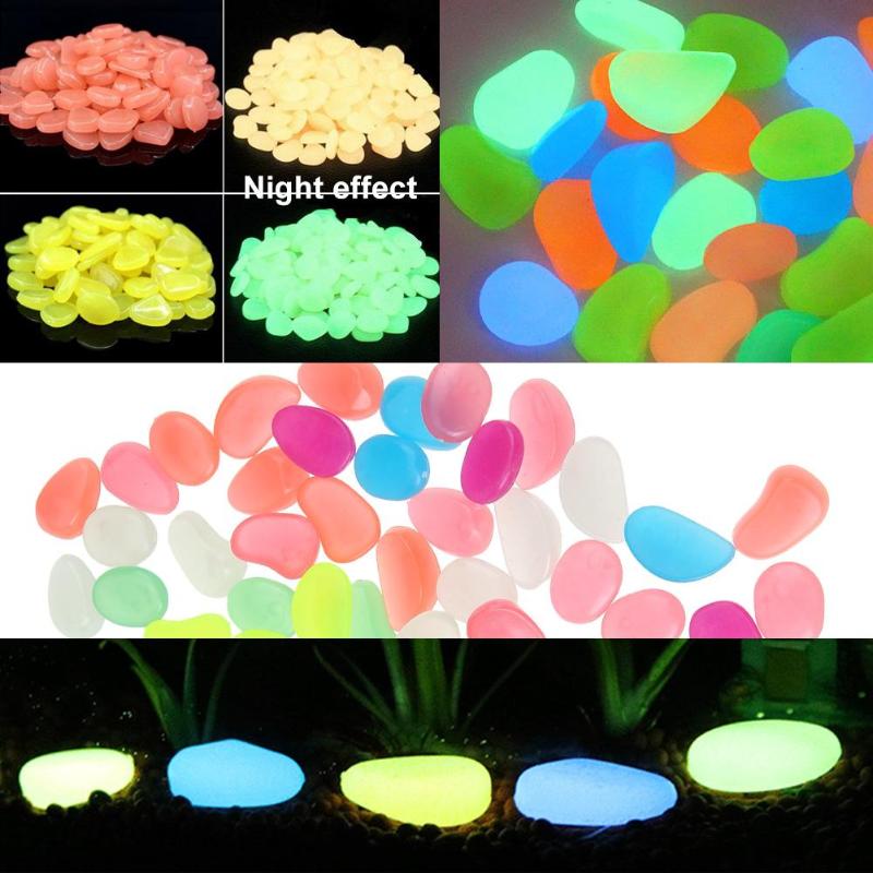 100pcs Garden Aquariums Fish Tank Crafts Decor Luminous Stones Pebbles Garden Yard Decor Luminous stones
