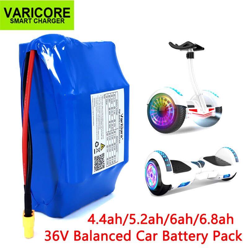 Varicore 36v 4.4ah 5.2ah 6ah 6.8ah 18650 lithium batteripakke til elektrisk selvbalancerende scooter hoverboard unicykel passer
