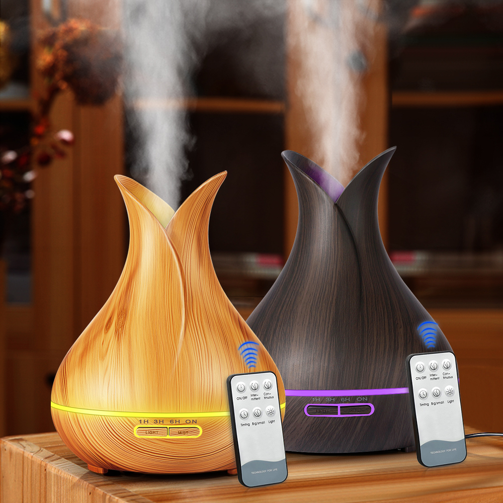 KBAYBO 400ml electric Ultrasonic Aroma Air humidifier Essential Oil Diffuser Wood Grain purifier mist maker LED light for home