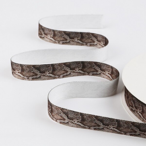 Snake Skin & Leopard pattern printed Poly Cotton ribbon for Party Home Wedding Decor Wrapping Garment Accessories: 1.5cm Light Brown