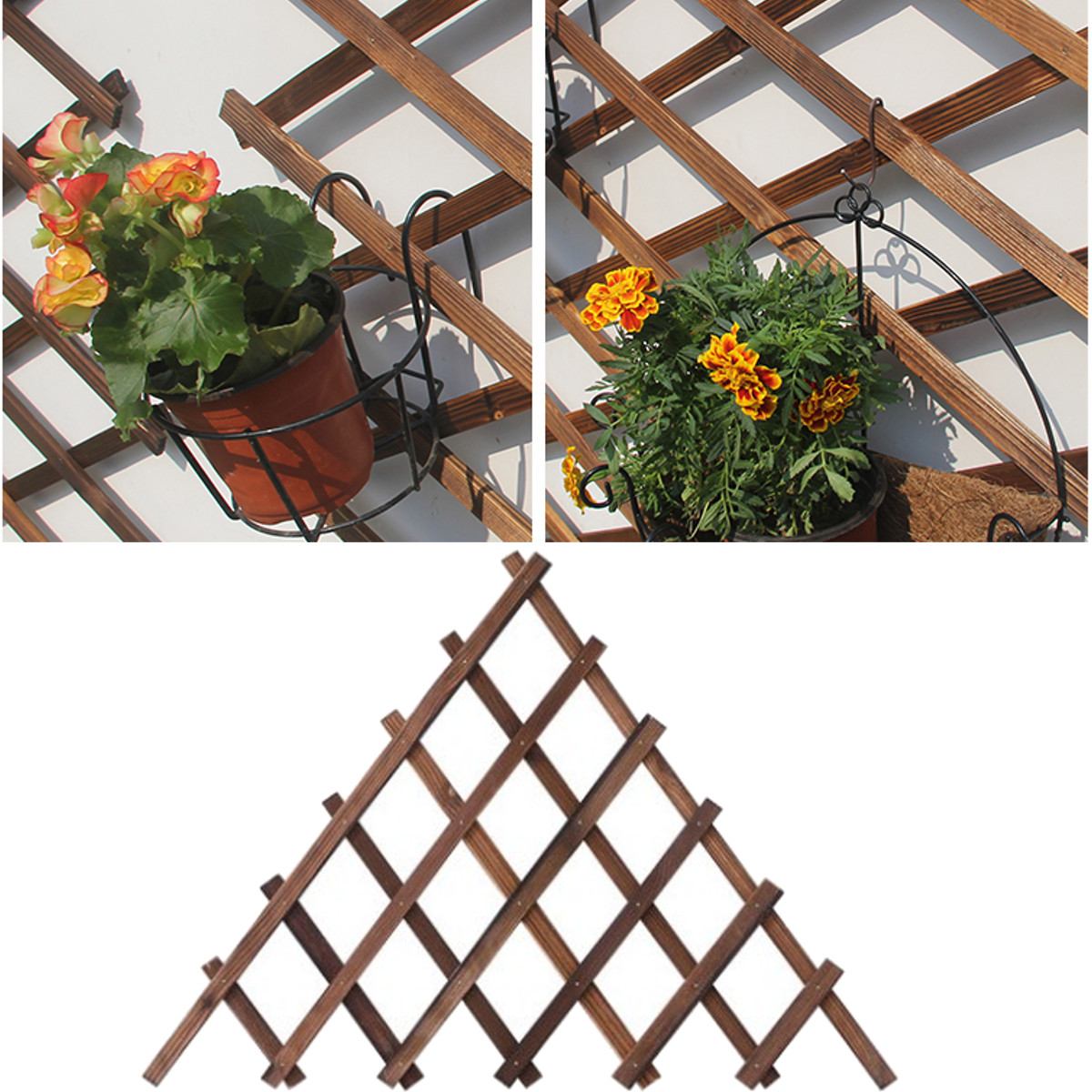 Expanding wood Garden Wall Fence Panel Plant Climb Trellis Support Decorative Garden Fence Home Yard Decoration Anticorrosive