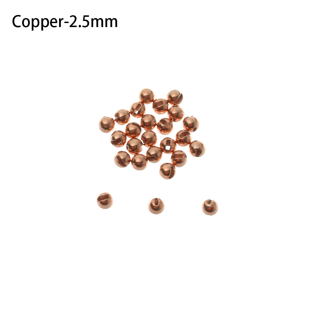 25Pcs Sleuven Wolfraam Kralen Vliegbindset Bead Tungsten Vliegbindset Materiaal Lange Cast Assistor Vissen Tools 2.5/3.0/3.5Mm: Copper-2.5mm