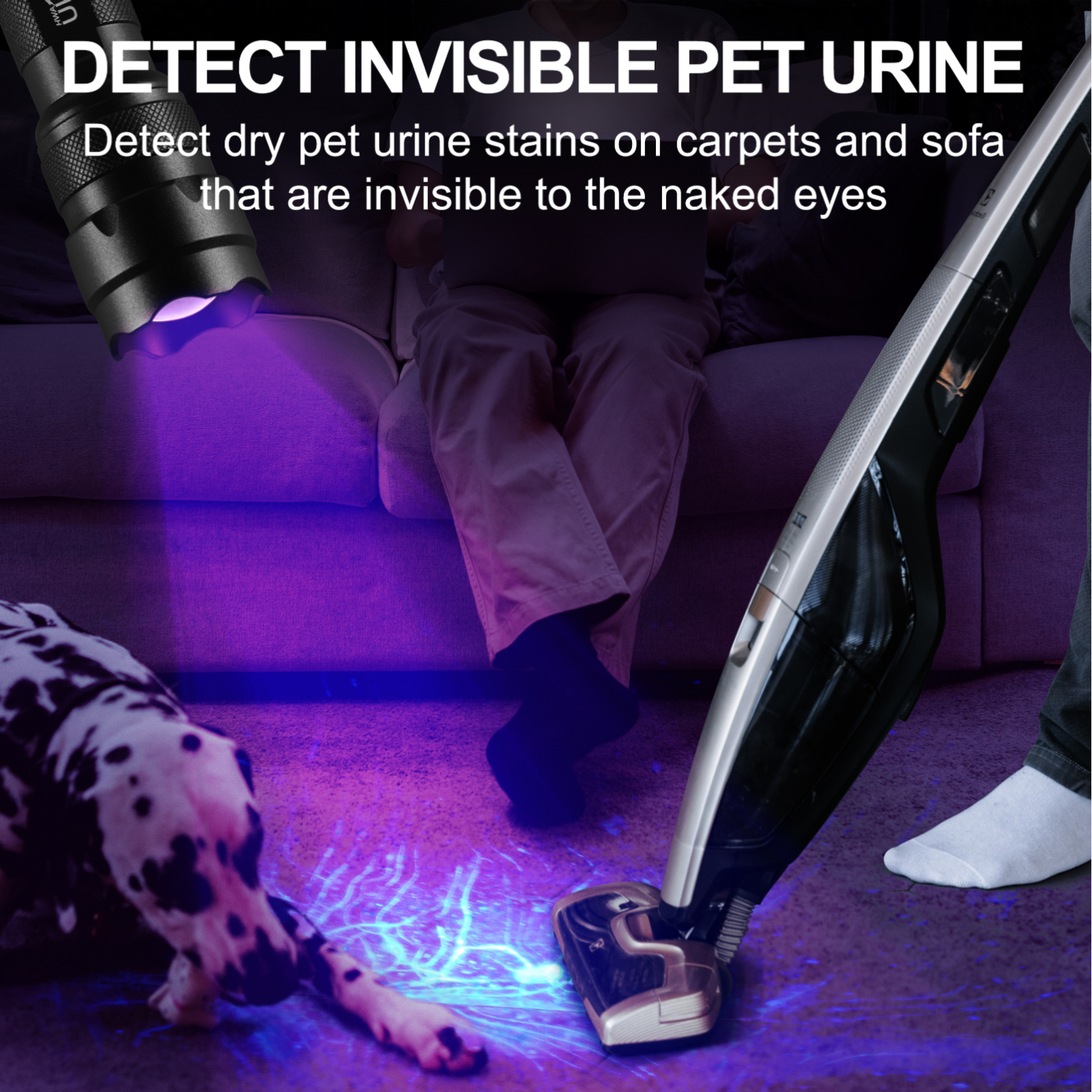 UltraFire 502UV 395-405nm UV Latarka Zoomable Czarne światło 18650 Akumulatorowa latarka ultrafioletowa do wykrywania/zwierząt/moczu/plam