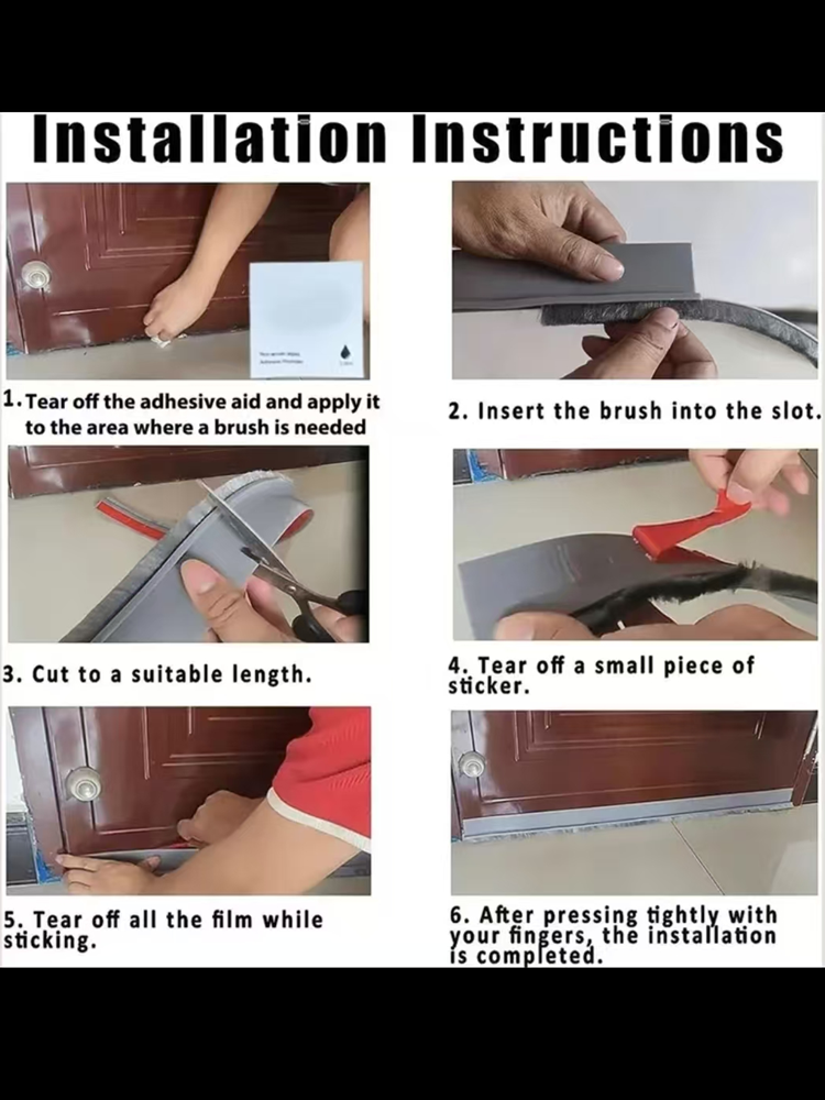 100CM Hair Brush Seal Strip Door Bottom Seal Strip Insectproof Soundproof Door Bottom Seal Strip Door Stop Self-adhesive Strip