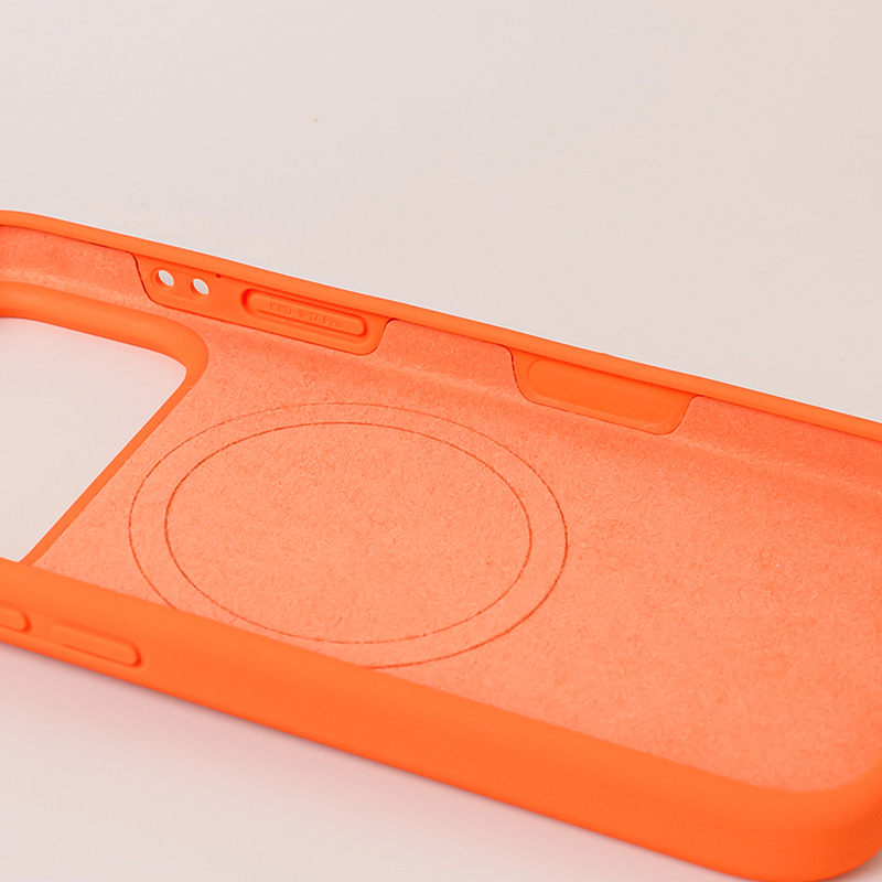 Funda de teléfono MagSafe de silicona líquida de Color sólido magnético para iphone 17Pro Max 17Pro 17 sensación de piel naranja cubierta de carga inalámbrica