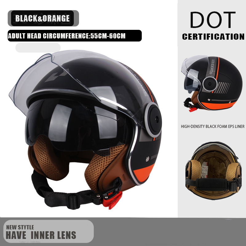 DOT-zertifizierter Vintage-Helm, offener Motorrad-Helm mit offenem Gesicht, Retro-3/4-Helm, Cruise Casco Casque Moto, Herren und Damen: green