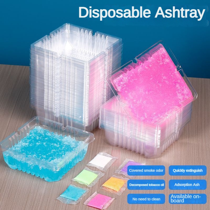 Cenicero desechable de 10/25/50PS para evitar cenizas, elimina el olor, película soluble en agua, ungüento de arena para humo, hogar y oficina montado en vehículo