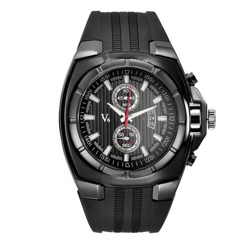 Mannen Mode Verstelbare Siliconen Band Analoge Weergave Quartz Sport Horloge: Black