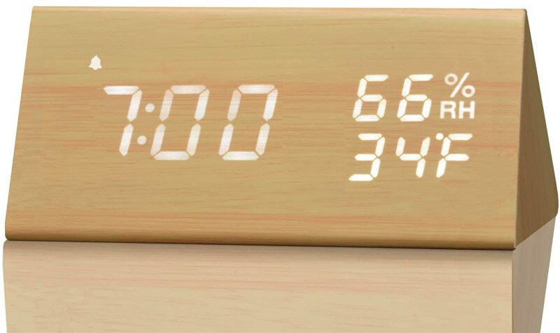 Intelligente Led Digitale Klok Hout Usb Tafel Wekker Sound Control Elektronische Vochtigheid Temperatuur Display Desktop Klokken: Yellow