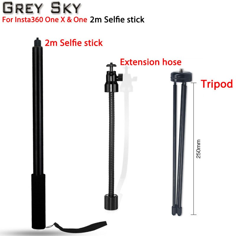 2m panorama teleskopiska stång skumhandtag bullet time stealth selfie stick för insta 360 one x & one 360 vr kameratillbehör: Paket 3