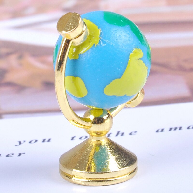 1:12 Poppenhuis Rolling Globe Met Hout Stand Miniatuur Dollhouse Studie Woonkamer Slaapkamer Leeszaal Meubels