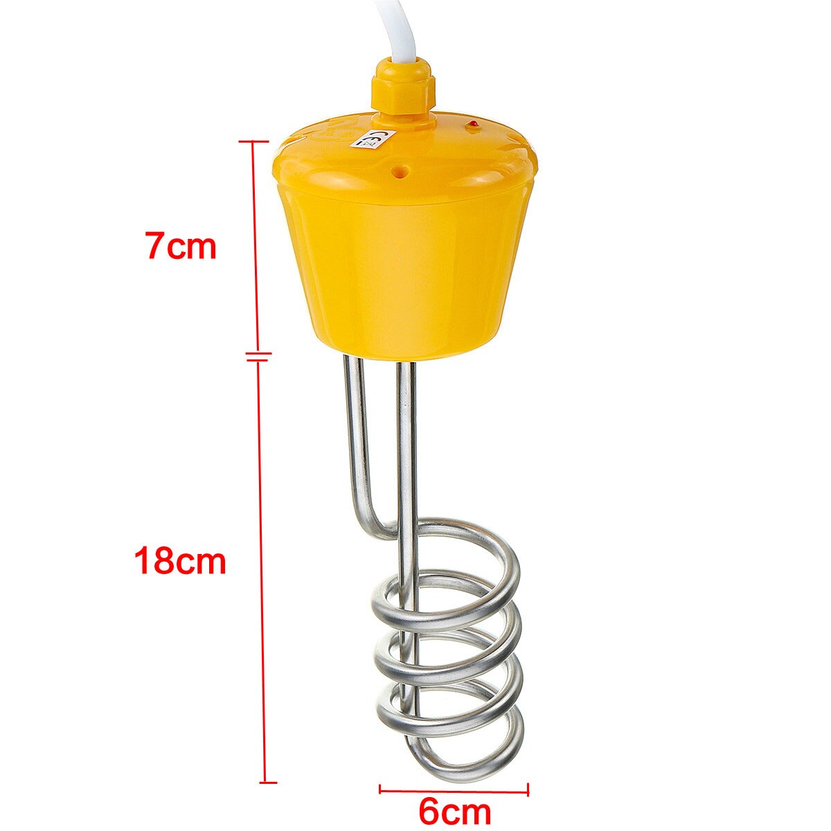 Water Heating Element 2500W Immersion Water Heater Electric Heating Element Mini Water Boiler for Travel Bath Tub Home 2m Cable