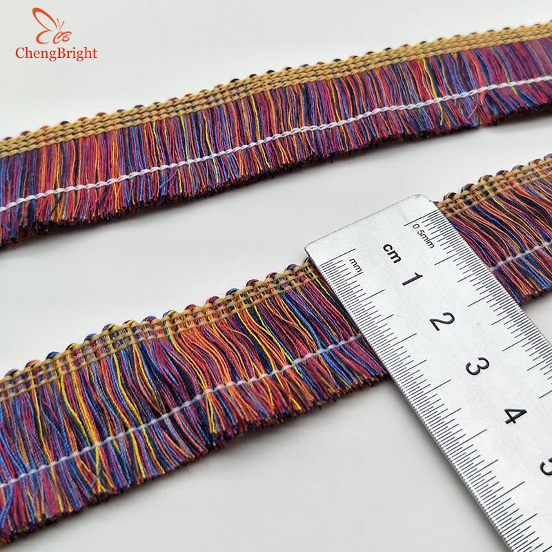 CHENGBRIGHT-frange en dentelle garniture frange | 1 cour 2.5cm de large, garniture frange, pour robe latine, vêtement de scène, accessoires dentelle, ruban: Mixed color