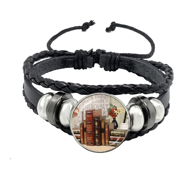 Pulsera de cuero para hombres y mujeres, brazalete de , accesorios de joyería, de escritor, Biblioteca de libros, profesor y estudiante: 12