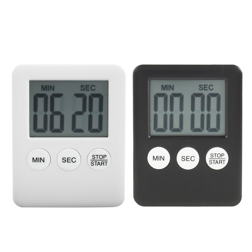 2PC Super Thin Digital Kitchen Timer LCD Digital Display Kitchen Timer Square Countdown Alarm Magnet Clock Stopwatch Clock Timer: 2pcs