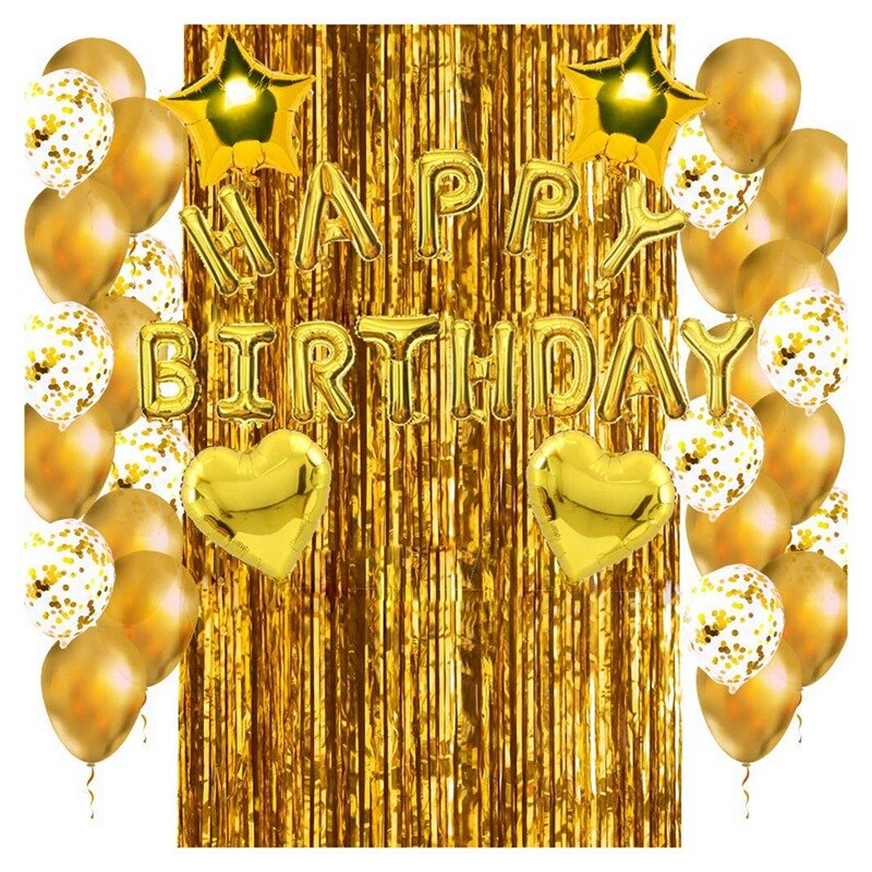 Balloons Kit,for Birthday Party,Confetti Balloons,Fringe Curtain Star Heart Balloons for Kids Adults Birthday