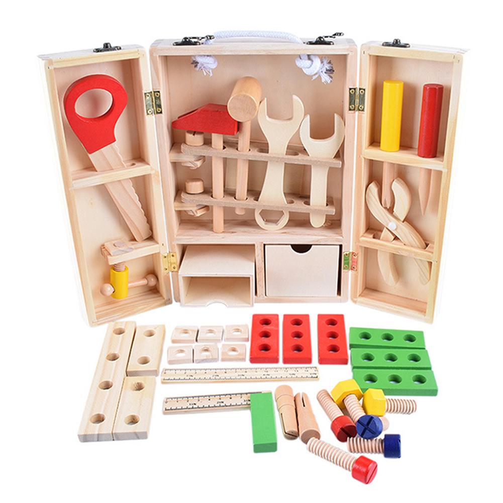 Baby Houten Speelgoed Toolbox Kinderen Houten Reparatie Tool Set Multifunctionele Puzzel Speelgoed Draagbare Reparatie Tool Box Educatief Speelgoed: c