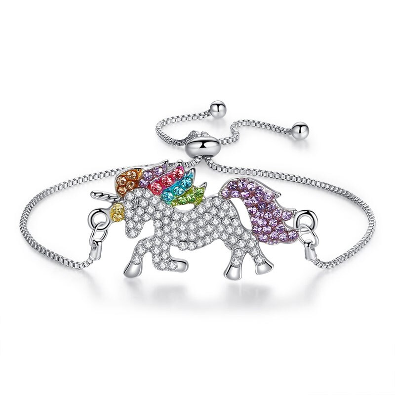 Trendy 1Pcs Handgelenk Armband Trendy Einhorn Strass Charme schmuck Kette Links Einstellbare Armbänder Für Frauen Paar