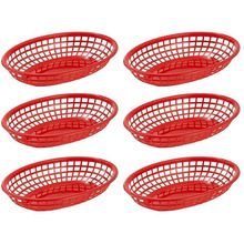 6pcs Oval Plastic Fast Food Baskets Dishes and Plates sets Serving Tray Food Serving Basket Bar Restaurant Supply