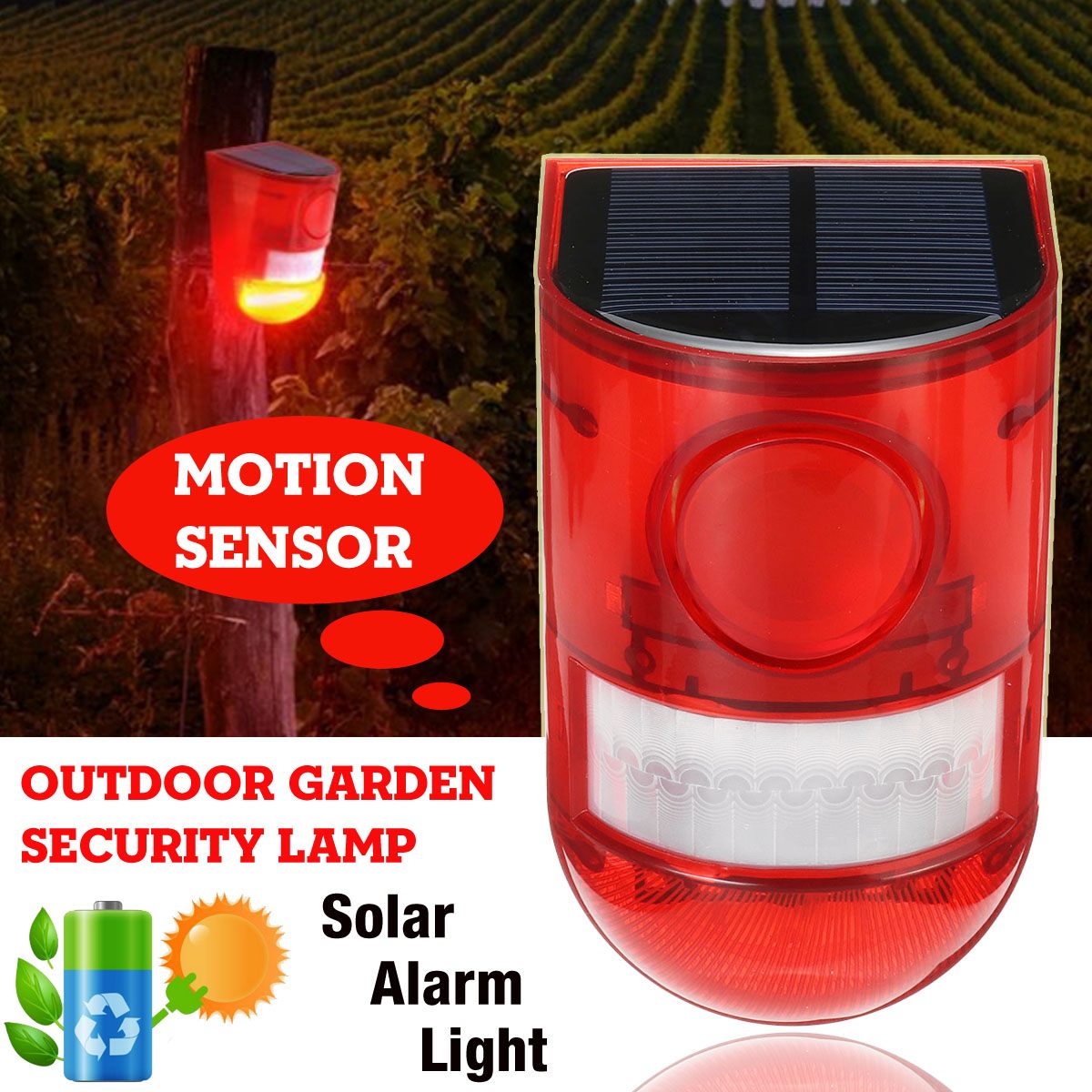 Solar Alarm Light Wireless IP65 Waterproof Motion Sensor Outdoor Garden Security Lamp Smart Fast for Safety Home Factory Garden