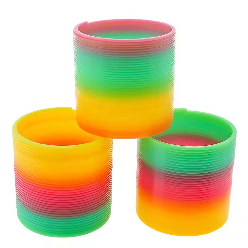 1 pz arcobaleno cerchio giocattoli divertenti sviluppo precoce educativo pieghevole plastica molla bobina giocattoli magici creativi per bambini: Rainbow 2PCS