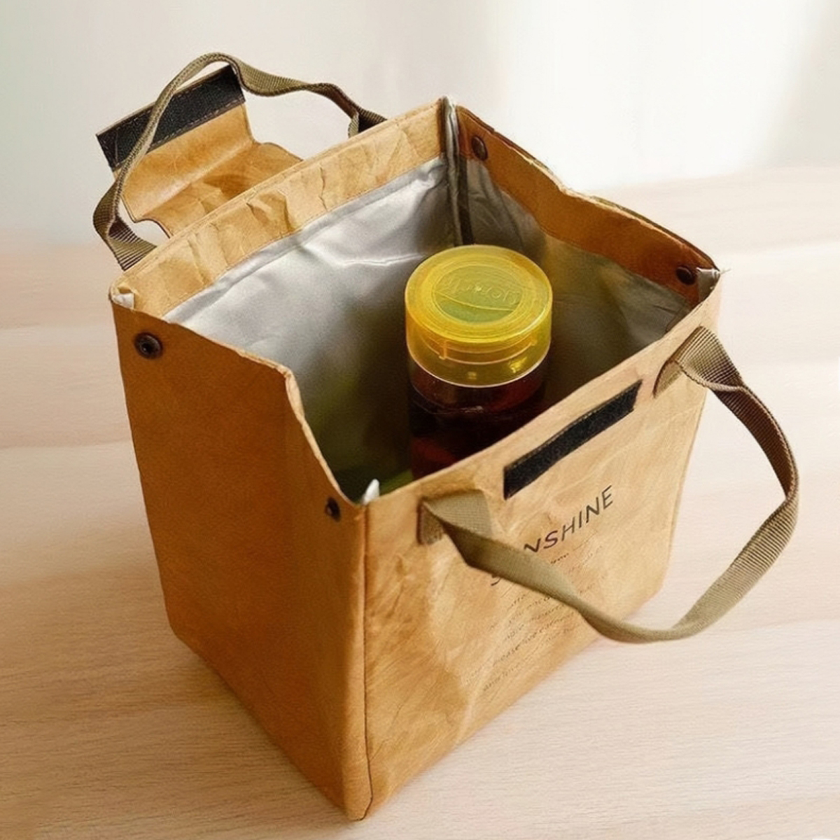 Papiertüte Thermotasche benutzerdefinierte tragbare Lunchtasche Kraftpapier gekühlte Bento-Tasche Büroangestellte tragbare Lunchbox-Tasche