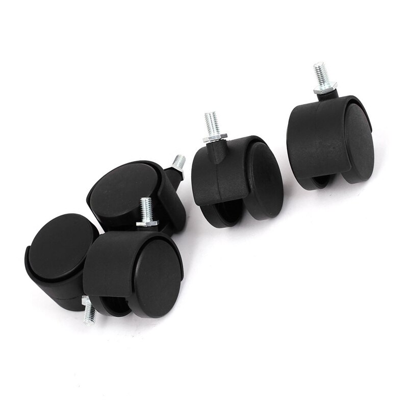 10mm Threaded Stem 2 Inch Dia Wheel Chair Swivel Caster 5 Pcs Black