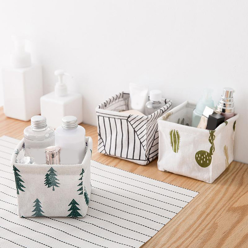 Papeterie Mini conteneur lin boîte carrée décor à la maison panière de rangement pour bureau articles divers jouet boîte de rangement cosmétique livre organisateur