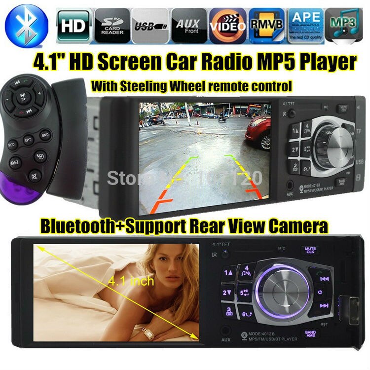 Autoradio 4.1 "TFT HD grand écran voiture Mp5 Radio Audio12V lecteur de voiture Autoradio 1 Din AUX In Radio FM USB/SD radio lecteur de cassettes