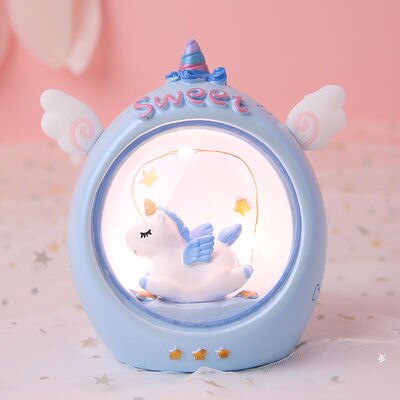 Unicorn baby sleep night light cute star Lamp girl heart bedroom romantic table lamp home decor luminous toys: Multicolor