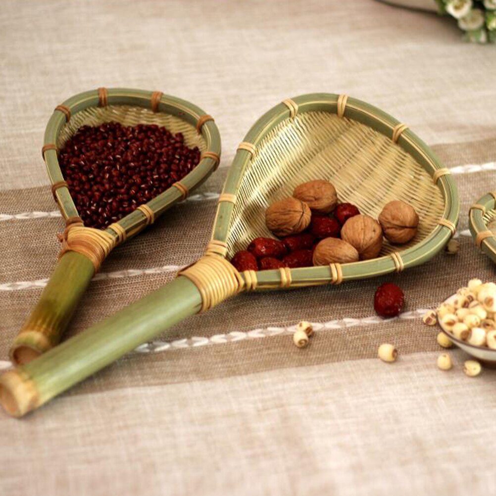 Passoire à riz tressée à la main, résistante à la chaleur, produits en bambou, fournitures de cuisine, cuillère à soupe, nouilles, cuillère de vidange domestique