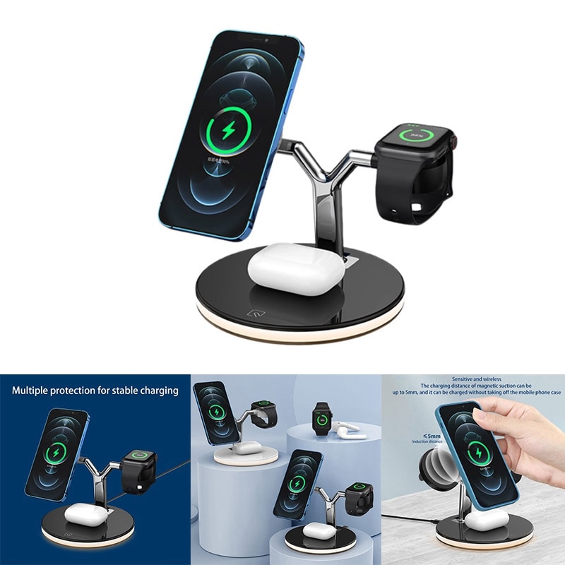 Wireless Charger, Type-C Interface 15W Three-In-One Wireless Charger for iPhone12 Mobile Phones, Samsung, Huawei