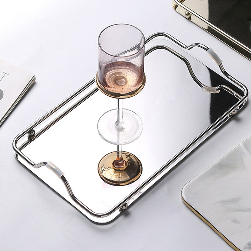 Serving Tray Stainless Steel Cake Dessert Tea Plate Rectangle Decorative Tray For Living Room Restaurant Hotel Kitchen Utensils
