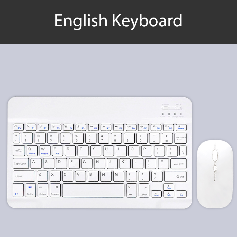 Für Android Ios Windows Bluetooth Wireless Tastatur Weiß Extra lange Standby-Tablet-Tastatur und Maus mit One-Click-Schalter: Anderes