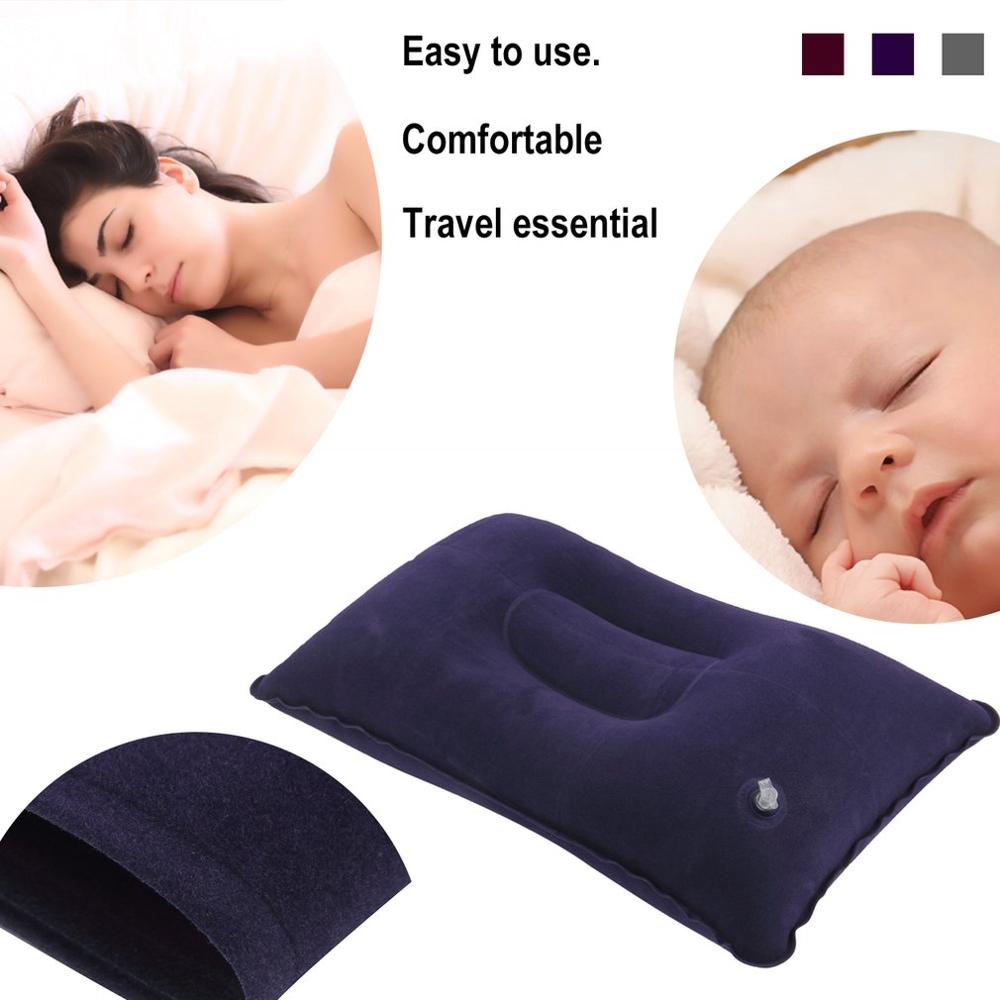 Almohada plegable portátil de viaje al aire libre, cojín inflable de aire, descanso, almohadas cómodas para dormir, accesorios de viaje