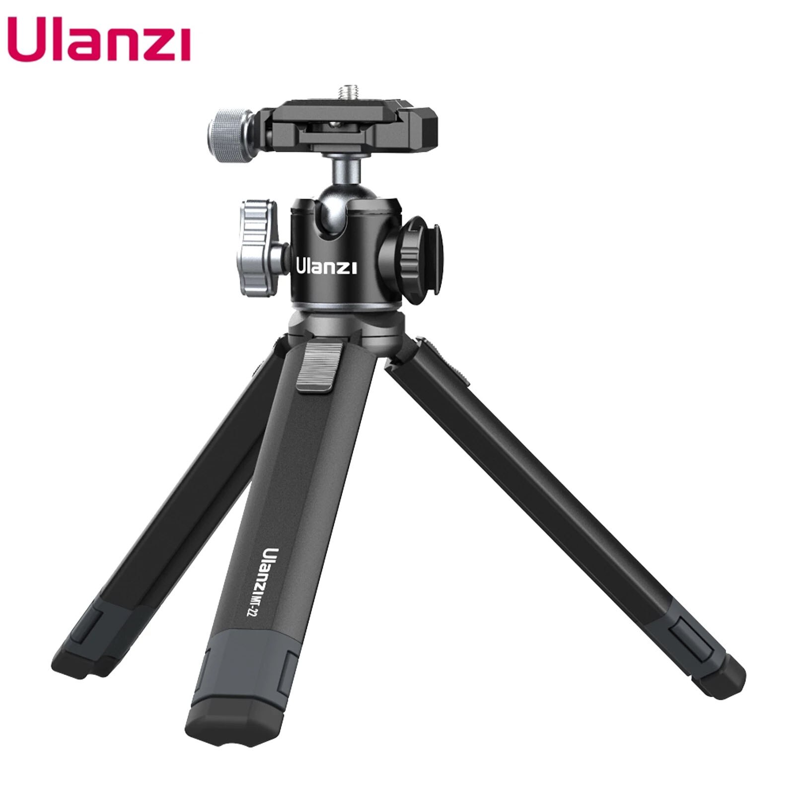 Ulanzi MT-24 U-80L Metal Table Tripod with Cold Shoe Microphone LED Light Extend Vlog Tripod for DSLR SLR Camera Phone Tripod