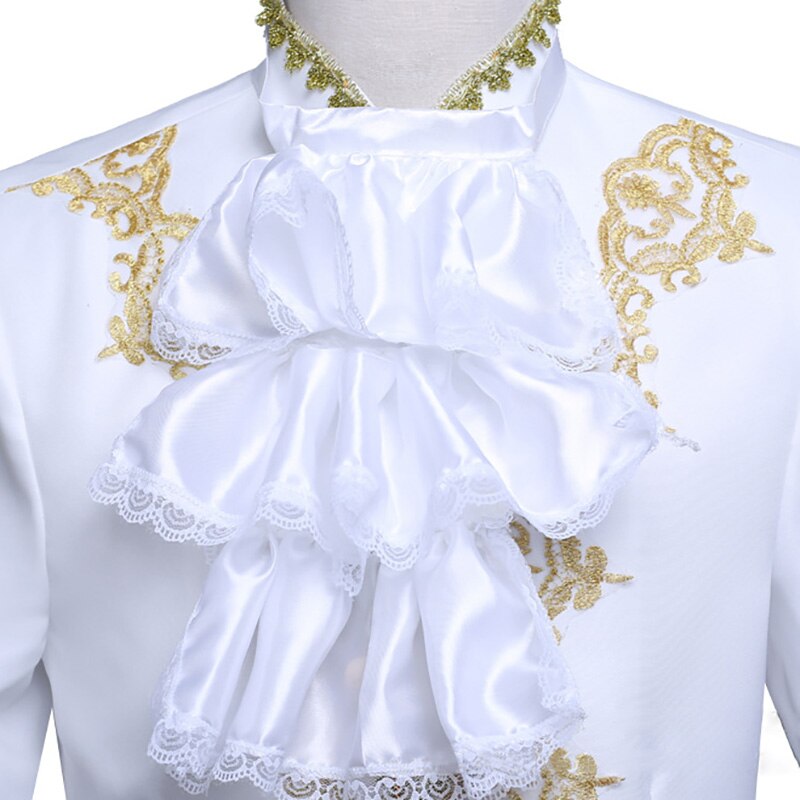 Viktorianischen Funkelnden Weiß Spitze Satin- Jabot Krawatte Krawatte Rüschen Geschichteten Steampunk gotisch Ascot Regentschaft Aristokrat Manschetten Krawatte Männer