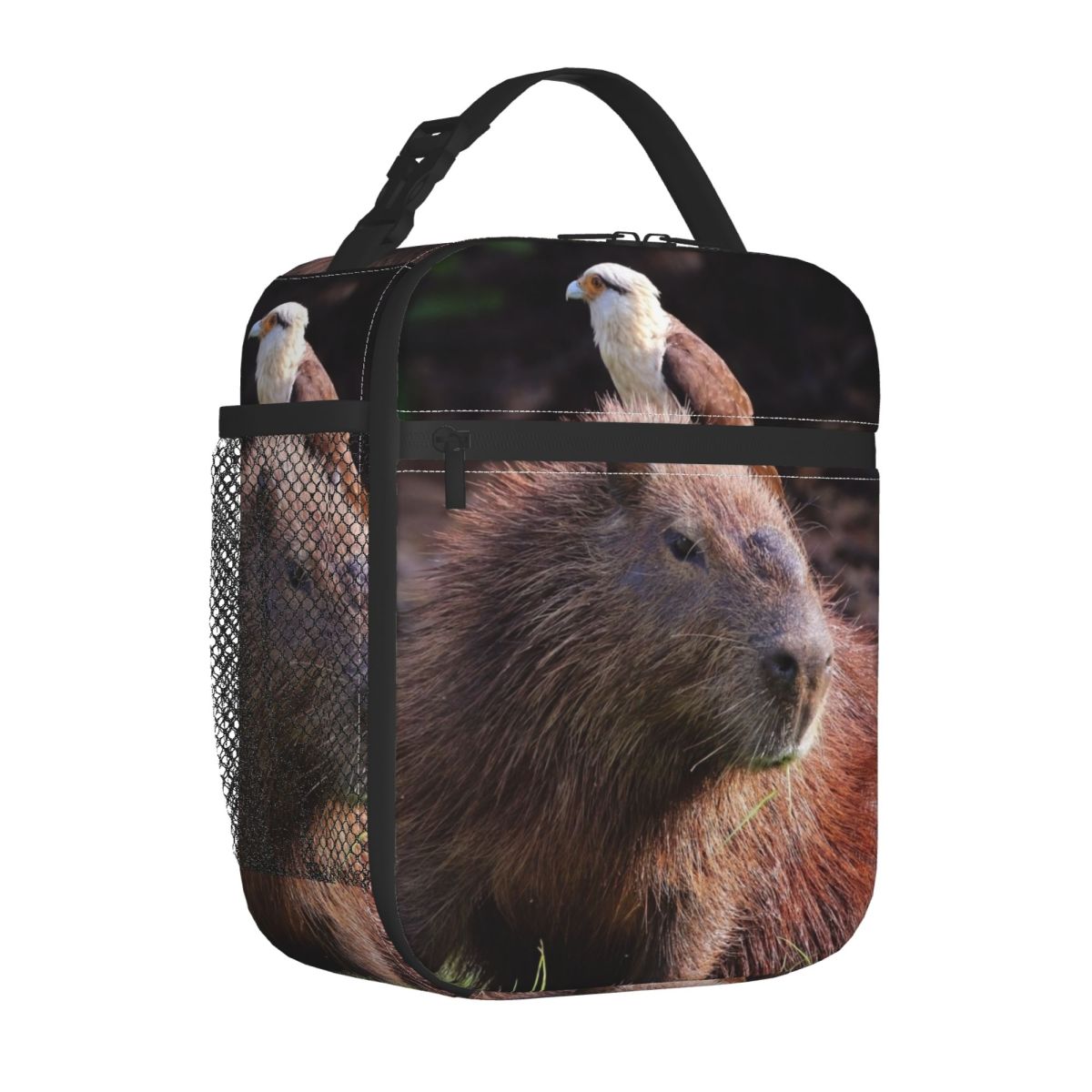 Don't Worry Be Capybara Insulated Lunch Bags Portable Reusable Cooler Bag Tote Lunch Box College Picnic Bento Pouch: green