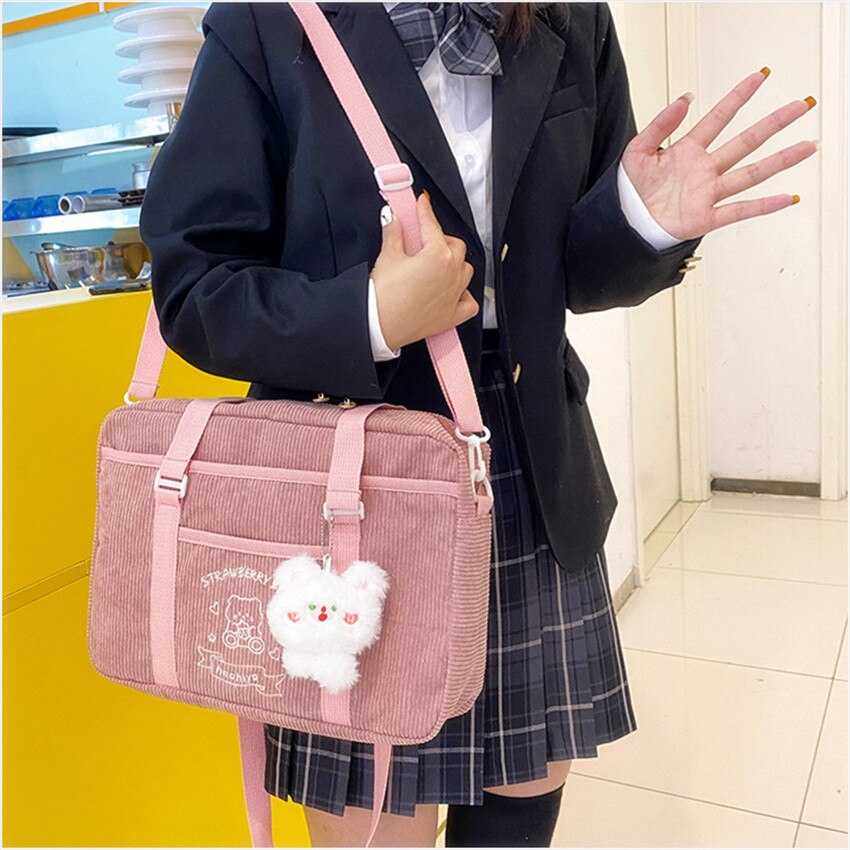 Frauen Cord Schulter Taschen Schule Mädchen Jk Schul Handtaschen Casual Frauen Tote Crossbody Einkaufstasche Für Damen