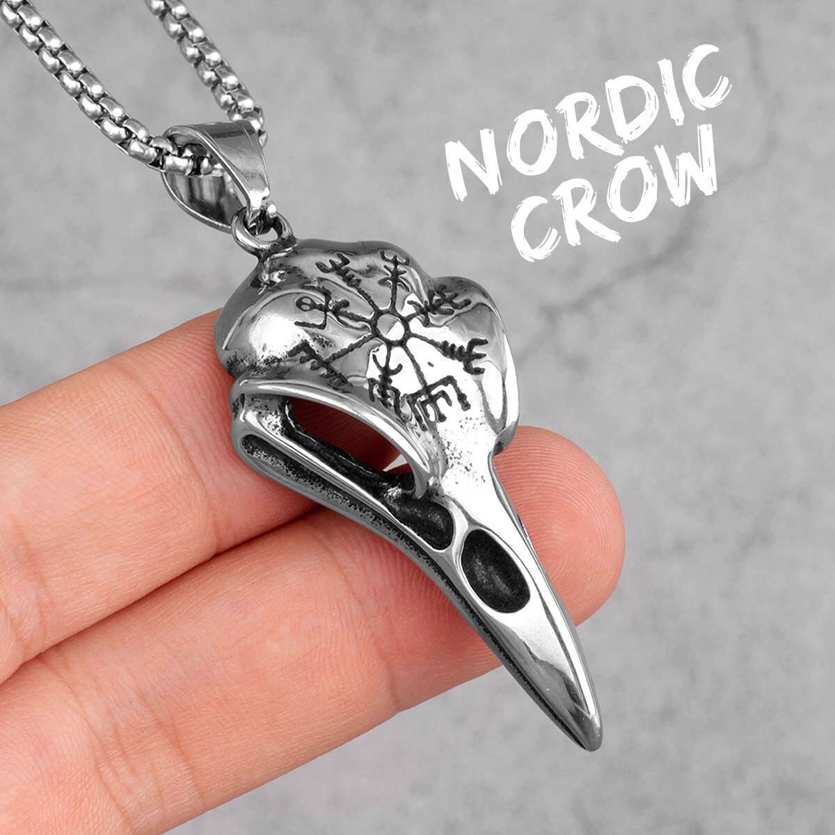 Edelstahl Männer Halsketten Kette Anhänger Krähe Vogel Adler Schädel Punk Felsen Hüfte hüpfen Kühle für Männlichen Jungen Schmuck: ohne Kette / N508-nordisch Krähe