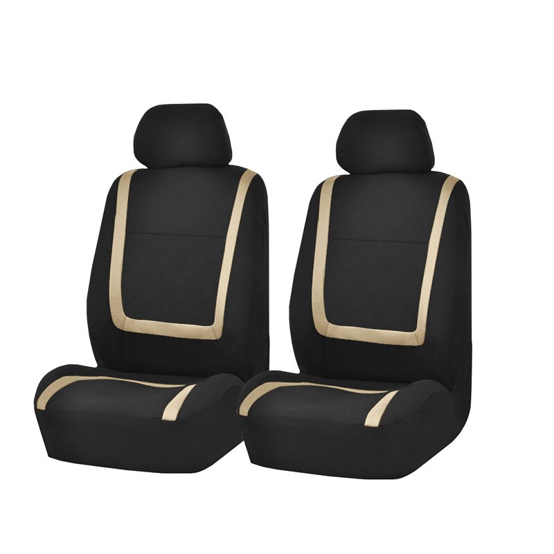 Universal- Auto Sitzbezüge einstellen Airbag Stoff passen Meisten Marken Fahrzeug Innen Zubehör Sitzbezüge Auto Auto Sitz Schutz: 2 Sitze Beige Schwarz