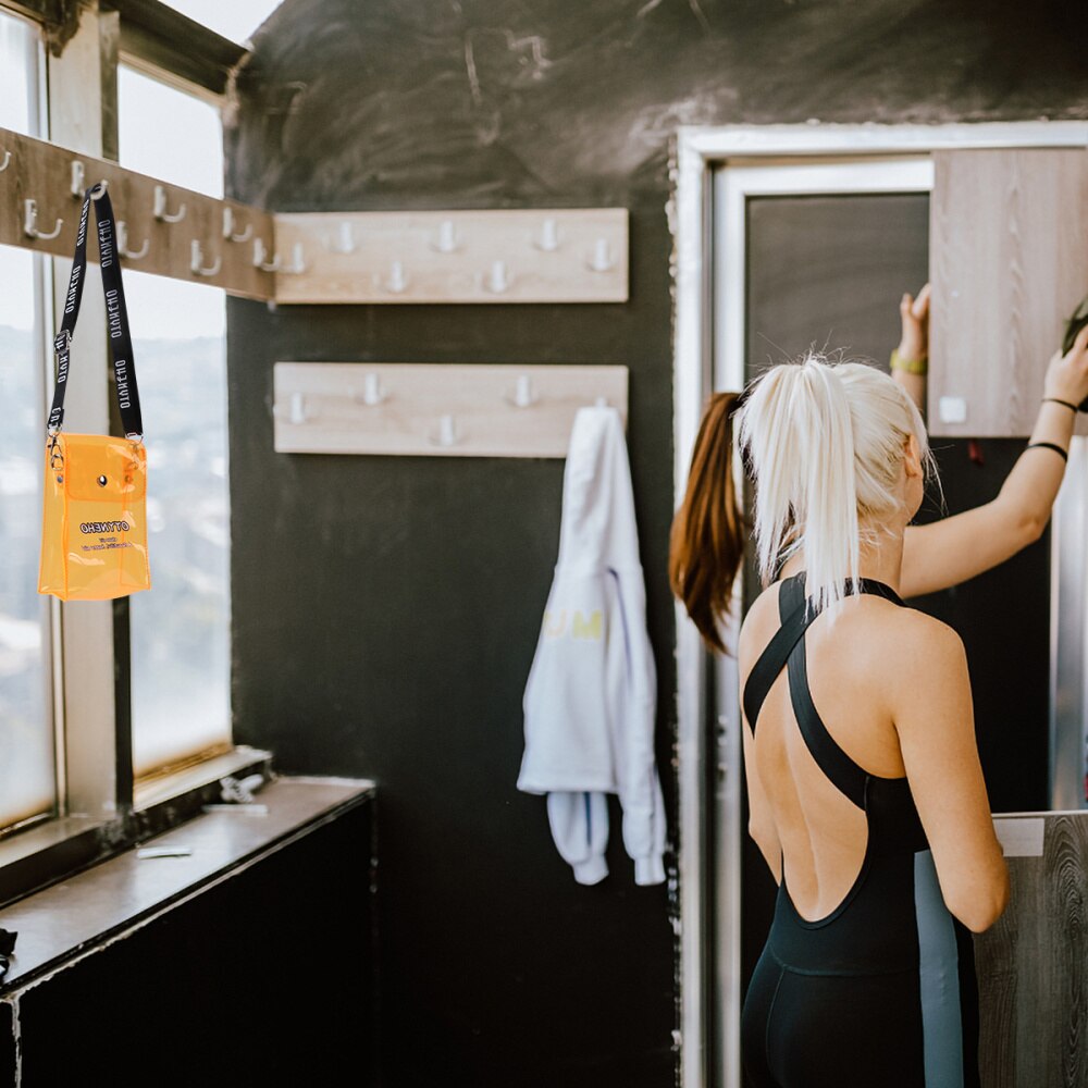 PVC Transparent Mini Cross-Body Mobile Phone Bag Colorful Jelly Bag for Women Lady Girl (Black): Fluorescent orange