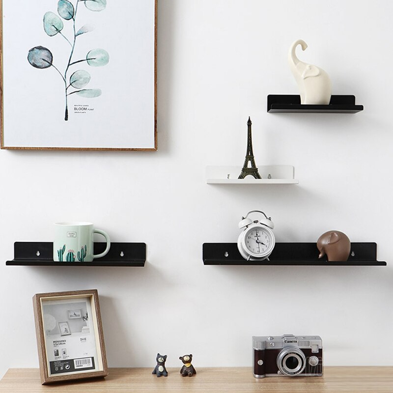 One-word Partition Shelf Nordic Modern Simple Home Decoration Living Room Bedroom Bathroom Wall Hanging Free Punch Display Stand