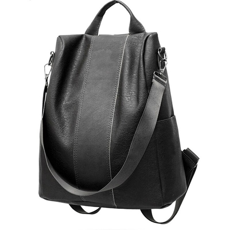 Frauen retro Leder Rucksack Hochschule Preppy Schule Tasche Für Schüler Laptop Mädchen Damen Täglichen Zurück Pack Einkaufen Reise: Schwarz