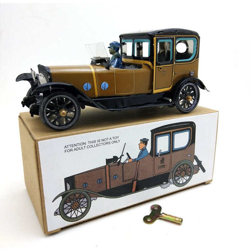 1PC Clockwork Car Toy Tinplate Tin Childhood Winder Cars Vintage Handmade Crafts Collection Figure Metal Wind Up Toys Model