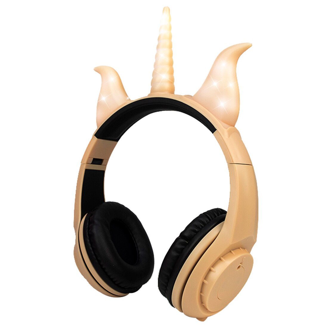 Glowing Devil Ear Headphones - LED Wireless HIFI Stereo Bass with Mic - Kids Headset: E9603-Rose-Gold